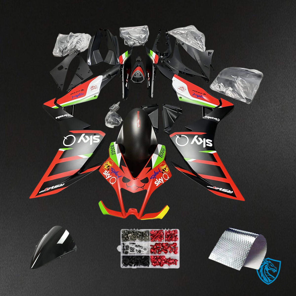 Aprilia RSV4 1000 (2009-2015) - Fairing Kit - Red & Black - ABS Bodywork