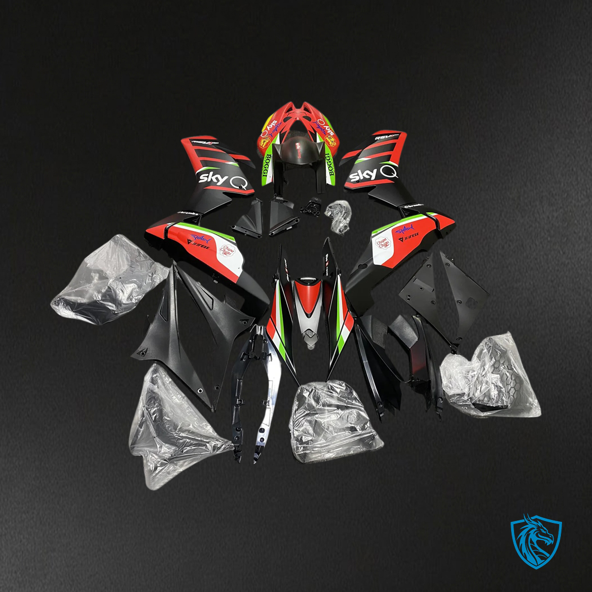 Aprilia RSV4 1000 (2009-2015) - Fairing Kit - Red & Black - ABS Bodywork