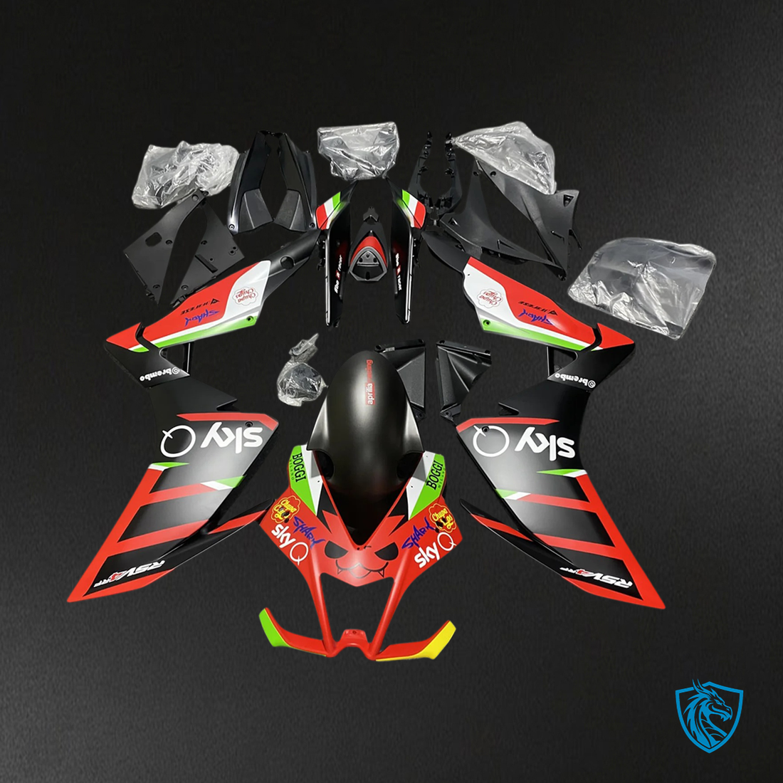 Aprilia RSV4 1000 (2009-2015) - Fairing Kit - Red & Black - ABS Bodywork