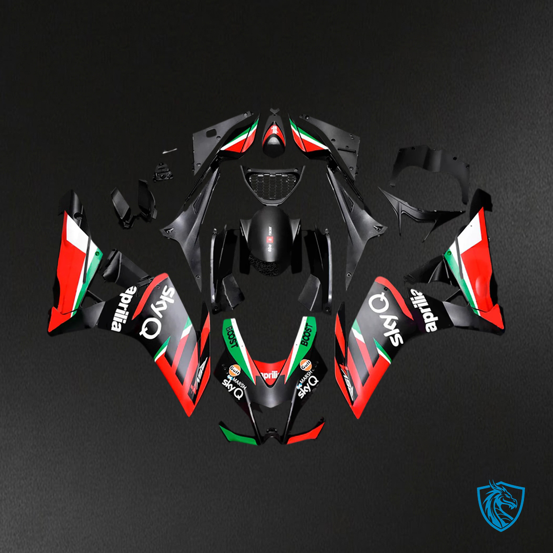 Aprilia RSV4 1000 (2009-2015) Fairing Kit - Red, Green & Black - ABS Bodywork