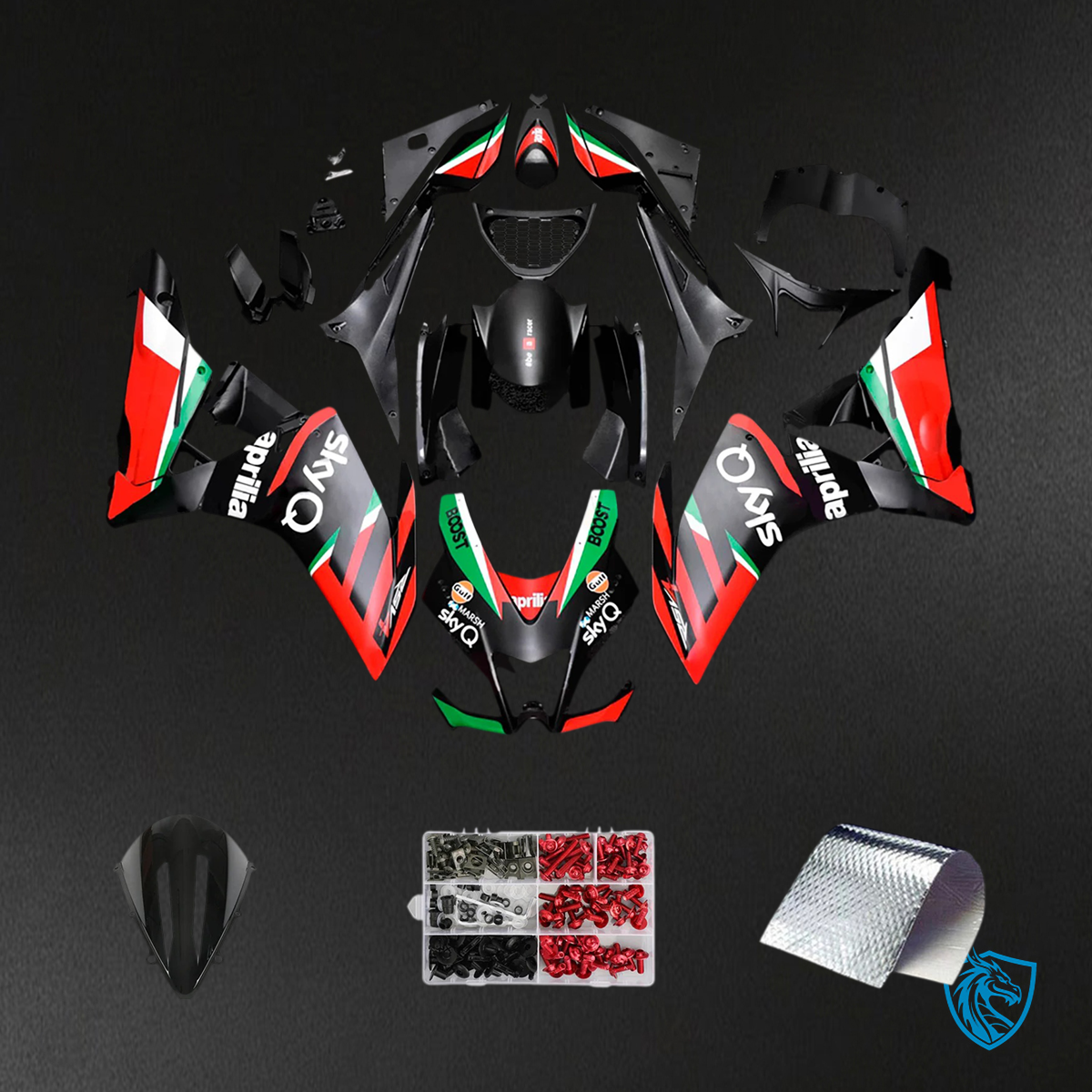 Aprilia RSV4 1000 (2009-2015) Fairing Kit - Red, Green & Black - ABS Bodywork