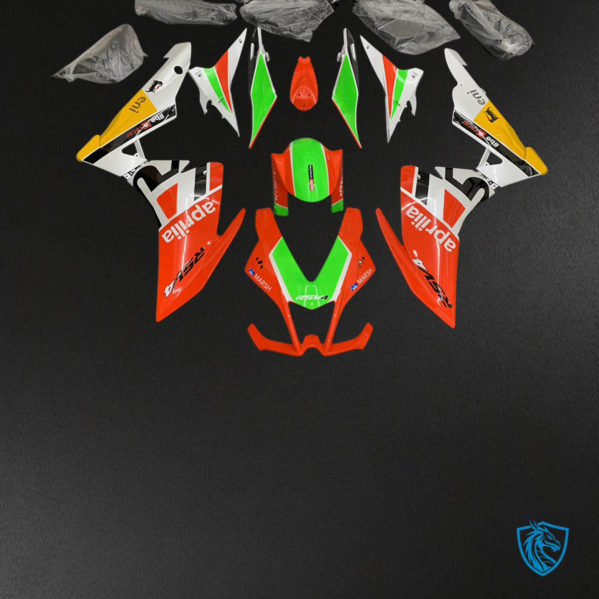 Aprilia RSV4 1000 (2009-2015) Fairing Kit - Red & Green - ABS Bodywork