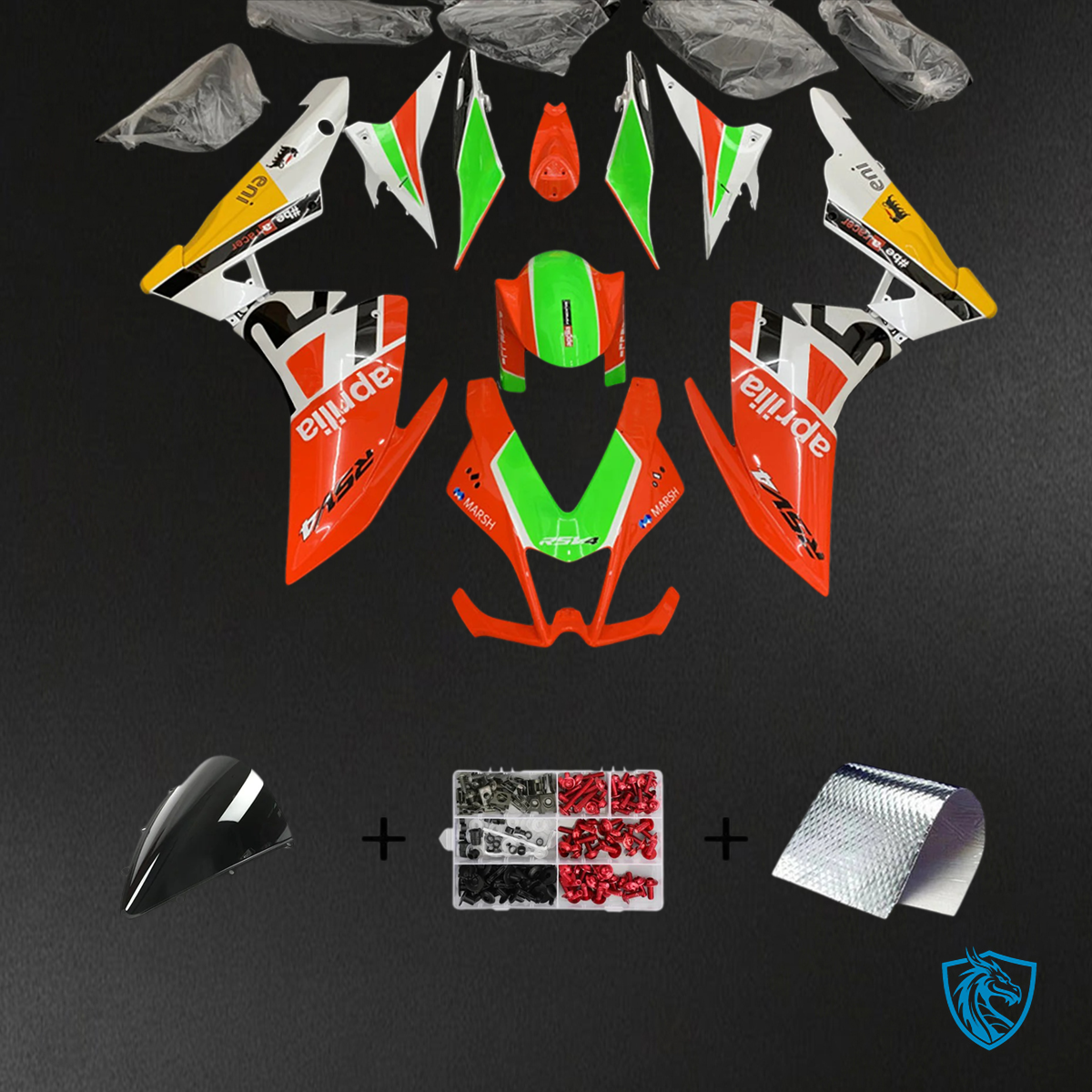 Aprilia RSV4 1000 (2009-2015) Fairing Kit - Red & Green - ABS Bodywork