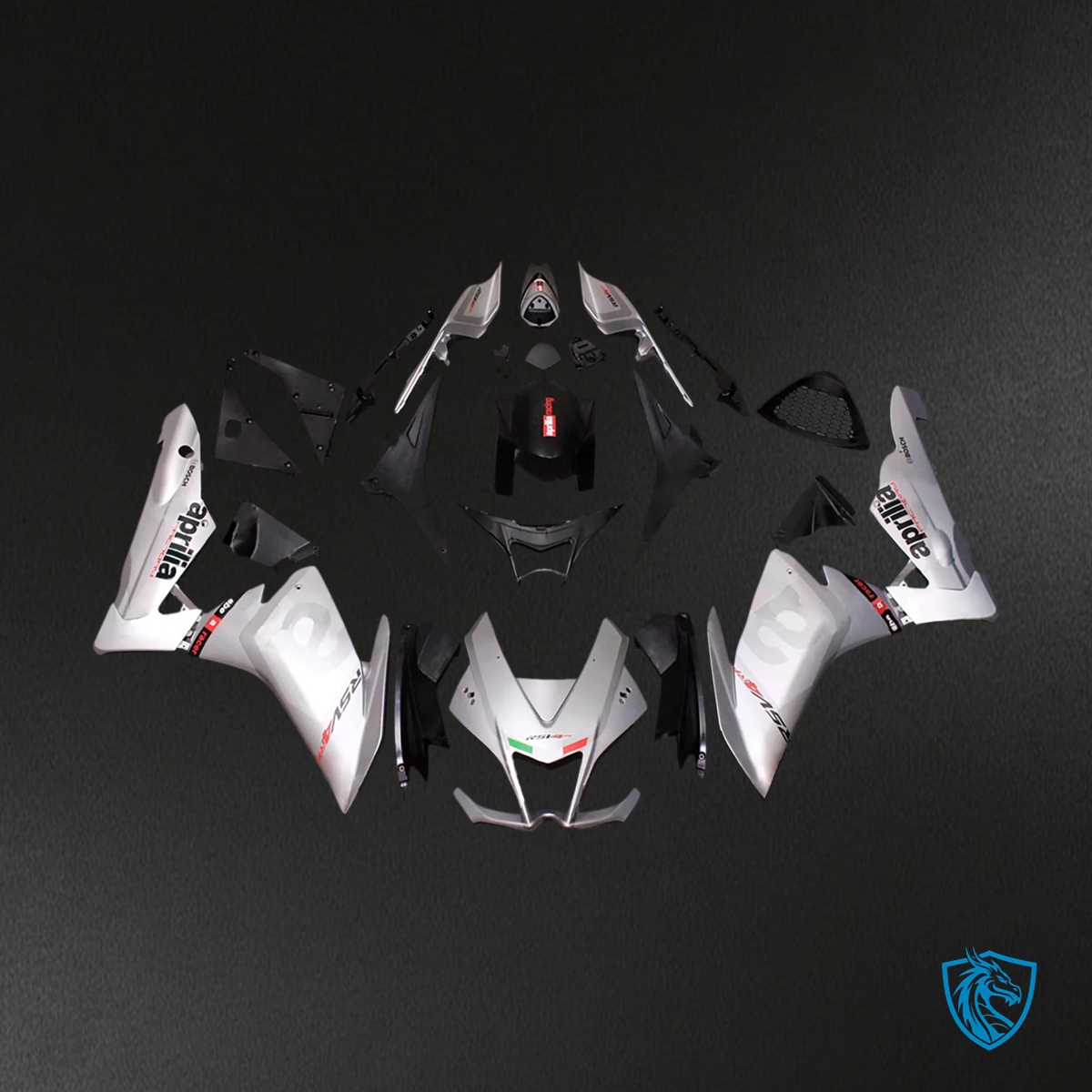 Aprilia RSV4 1000 (2009-2015) Fairing Kit - Silver and Black - ABS Bodywork