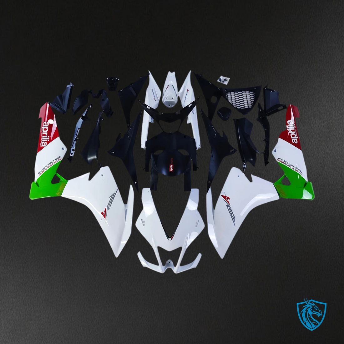Aprilia RSV4 1000 (2009-2015) Fairing Kit - White, Black and Green - ABS Bodywork