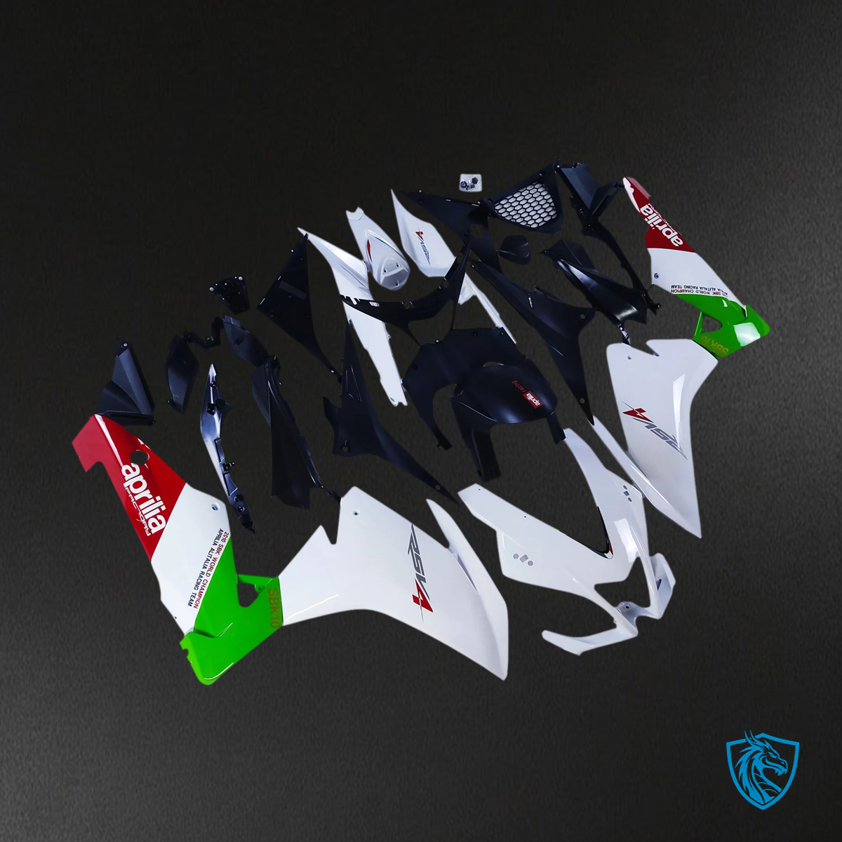 Aprilia RSV4 1000 (2009-2015) Fairing Kit - White, Black and Green - ABS Bodywork