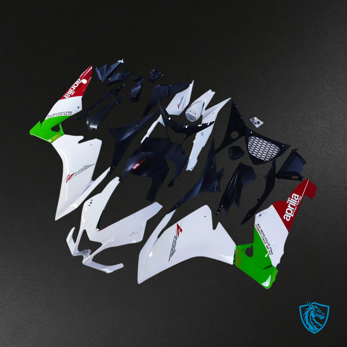 Aprilia RSV4 1000 (2009-2015) Fairing Kit - White, Black and Green - ABS Bodywork