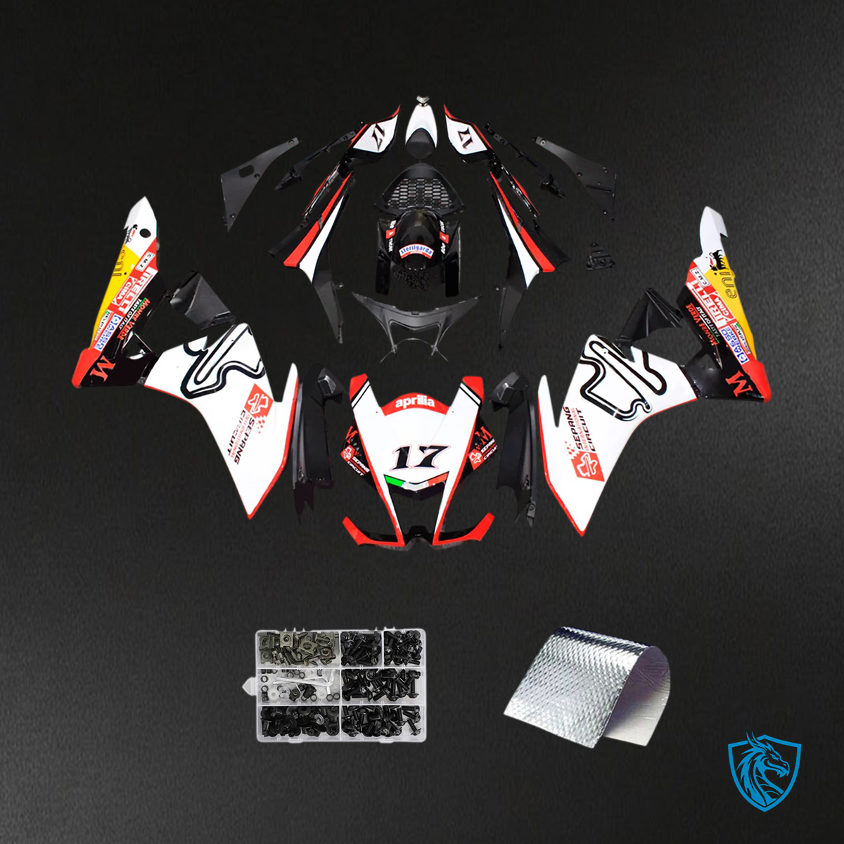 Aprilia RSV4 1000 (2009-2015) Fairing Kit - White, Red, Yellow & Black - ABS Bodywork