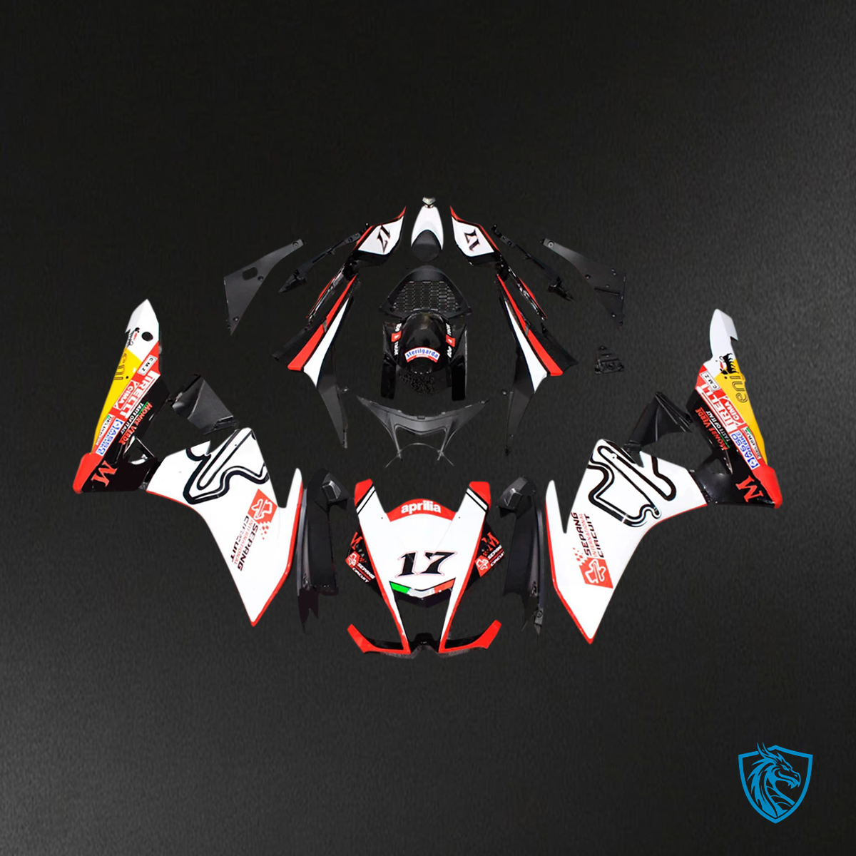 Aprilia RSV4 1000 (2009-2015) Fairing Kit - White, Red, Yellow & Black - ABS Bodywork