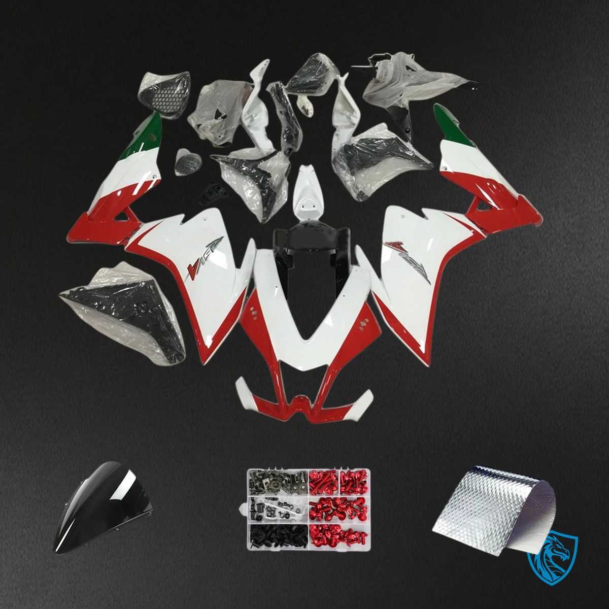 Aprilia RSV4 1000 (2009-2015) Fairing Kit - White & Red Style_2 - ABS Bodywork