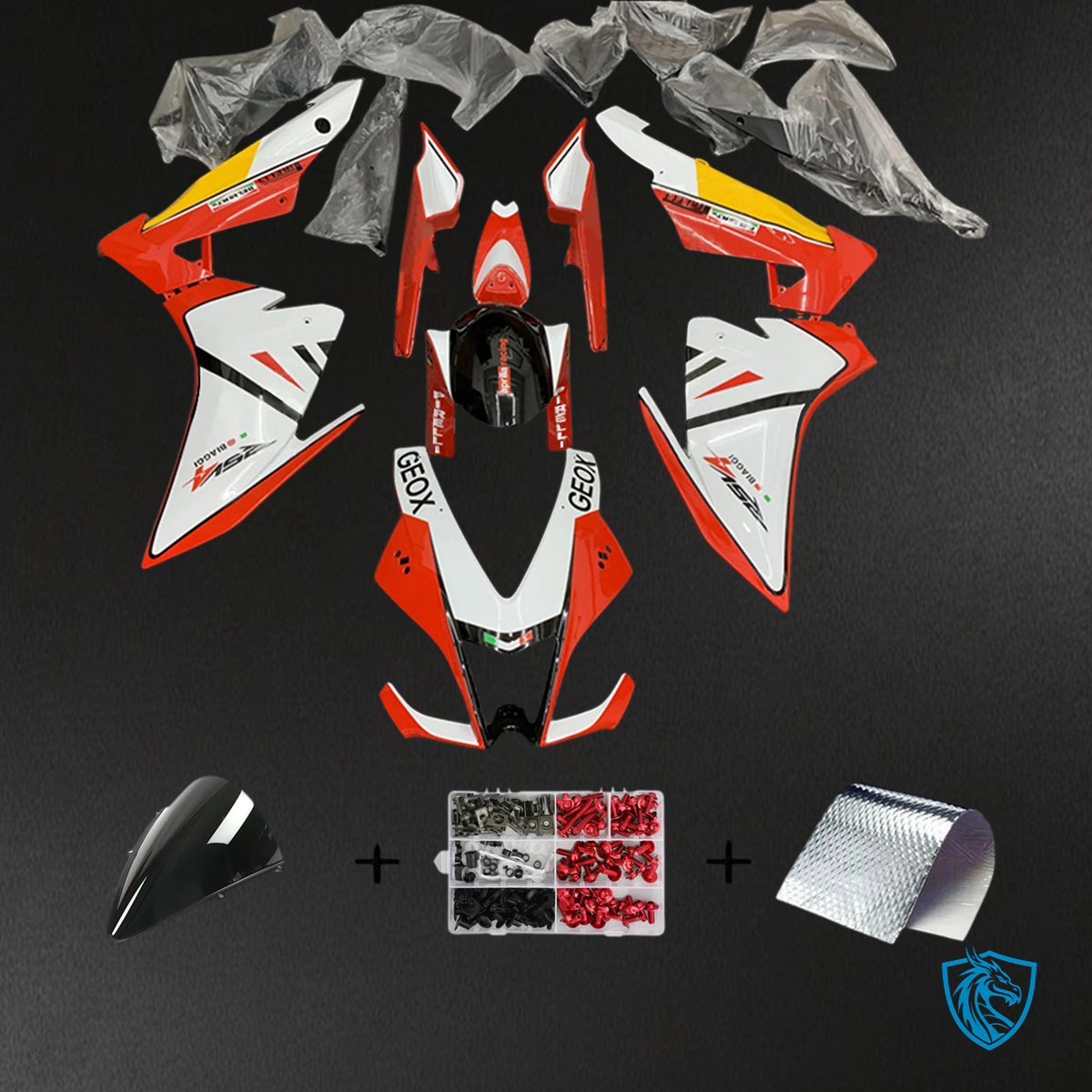 Aprilia RSV4 1000 (2009 -2015) Fairing Kit - White & Red - ABS Bodywork