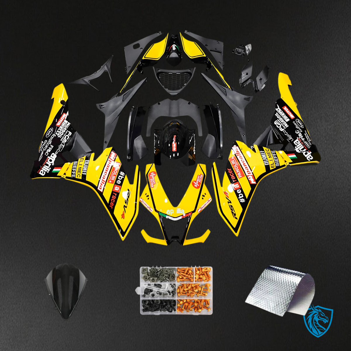 Aprilia RSV4 1000 (2009-2015) Fairing Kit - Yellow & Black - ABS Bodywork