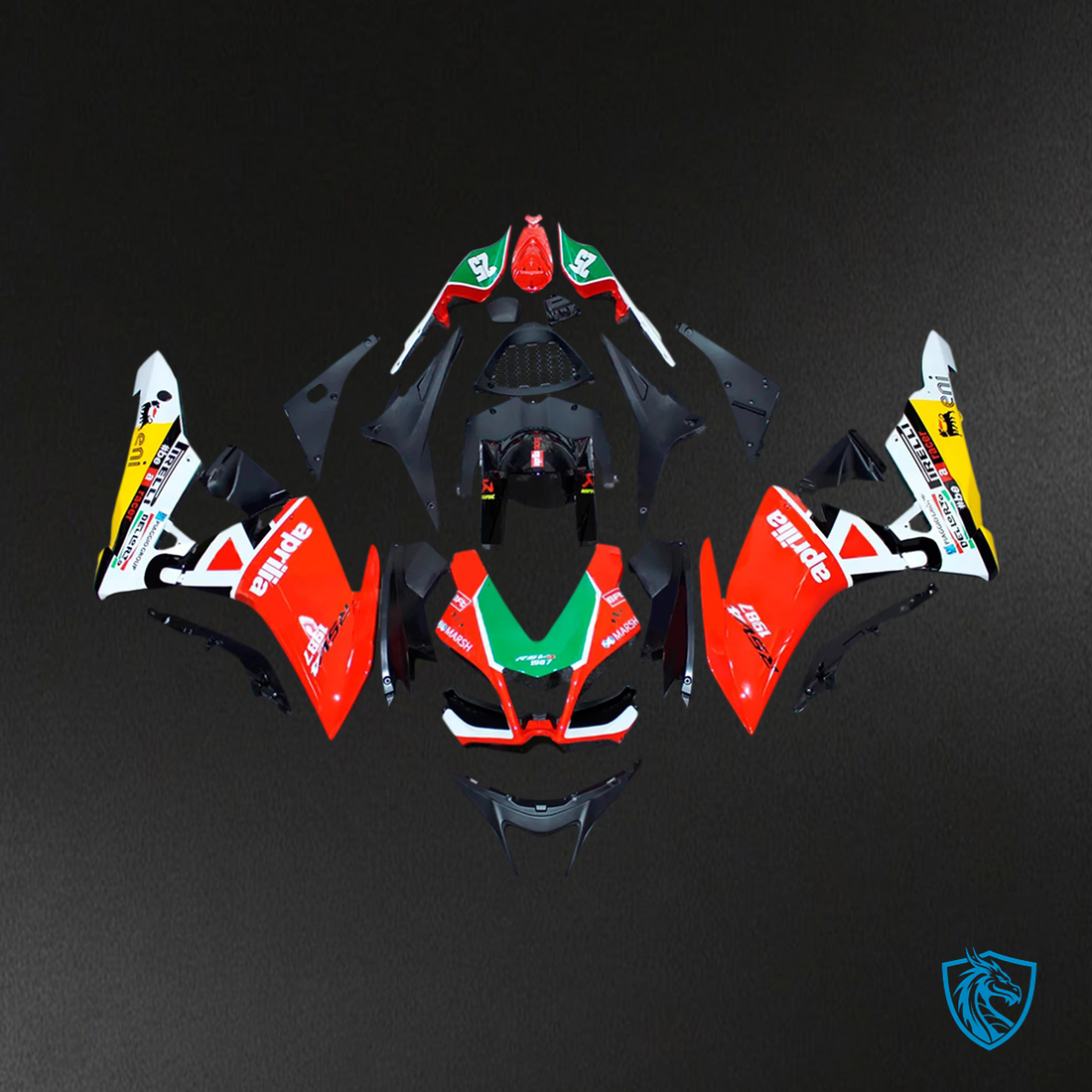 Aprilia RSV4 1000 (2009-2015) Fairing Kit - Yellow, Green, Red & Black - ABS Bodywork
