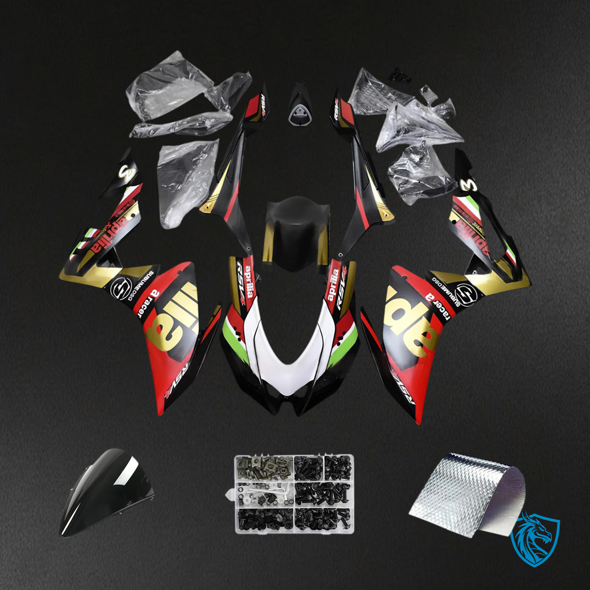 Aprilia RSV4 1000 (2016-2020) Fairing Kit - Black, Gold & Red - ABS Bodywork