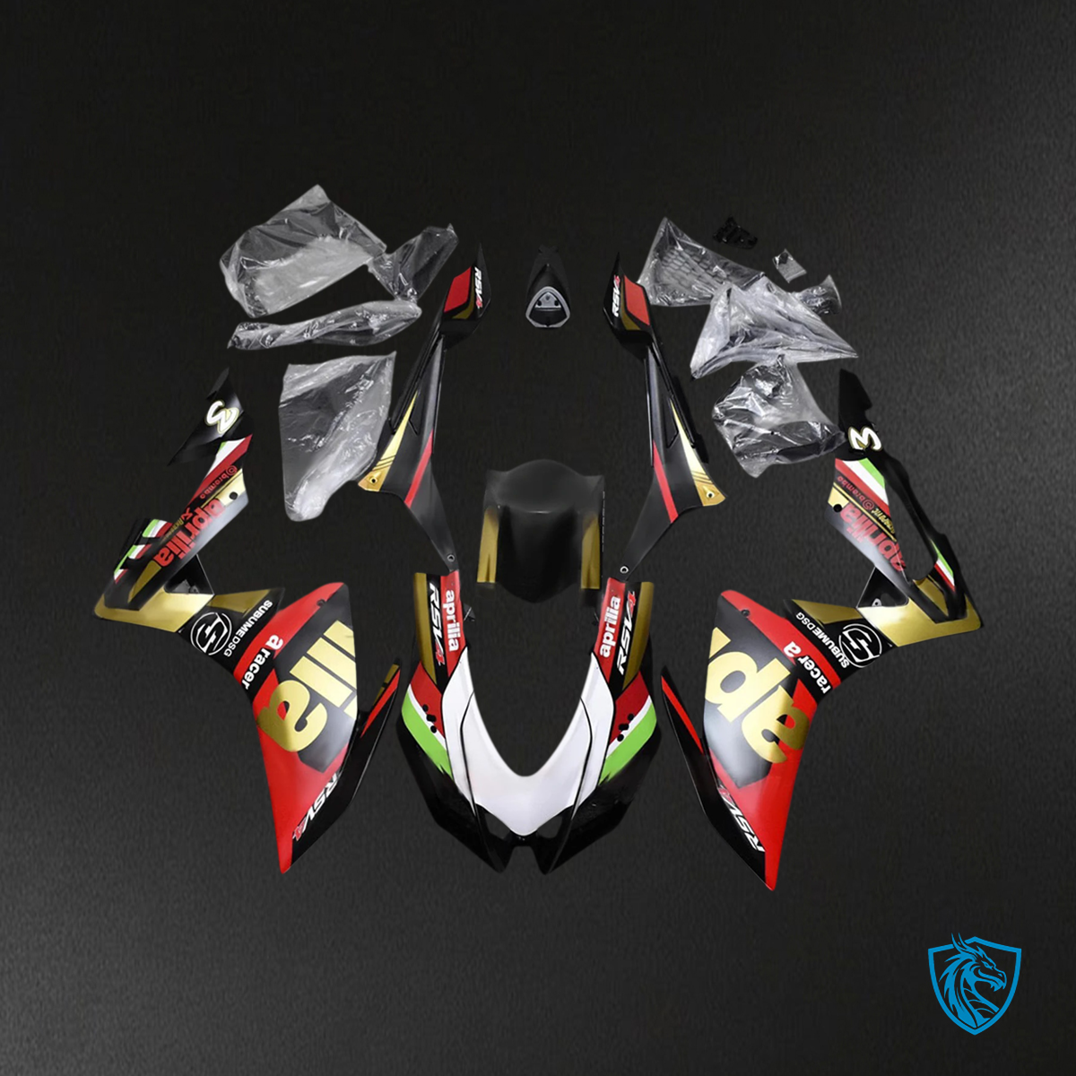 Aprilia RSV4 1000 (2016-2020) Fairing Kit - Black, Gold & Red - ABS Bodywork