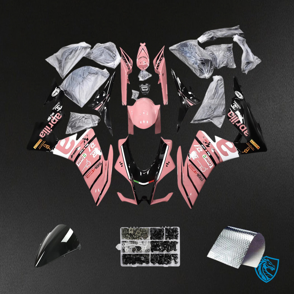 Aprilia RSV4 1000 (2016-2020) Fairing Kit - Black & Pink - ABS Bodywork