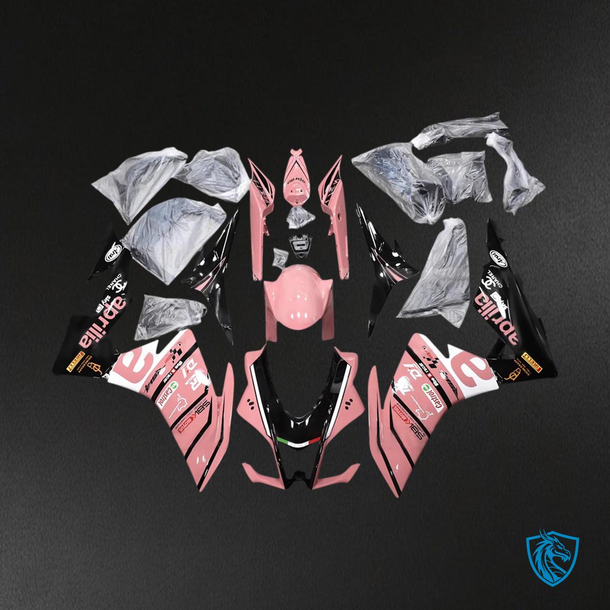 Aprilia RSV4 1000 (2016-2020) Fairing Kit - Black & Pink - ABS Bodywork