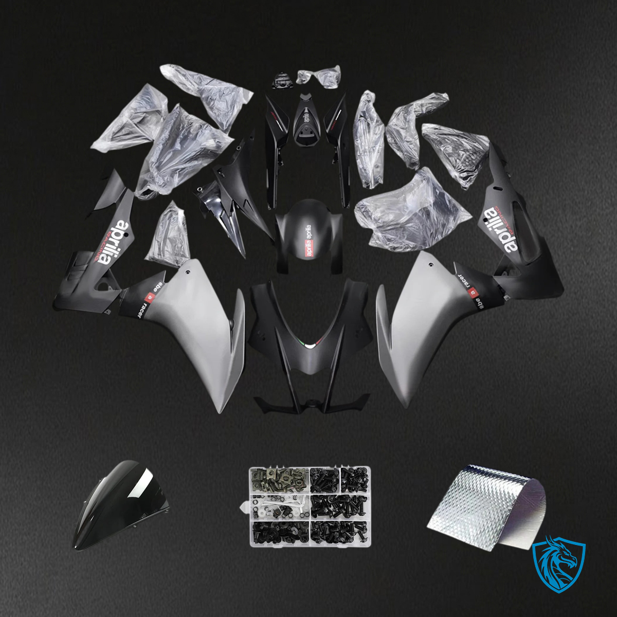 Aprilia RSV4 1000 (2016-2020) Fairing Kit - Gray & Black - ABS Bodywork