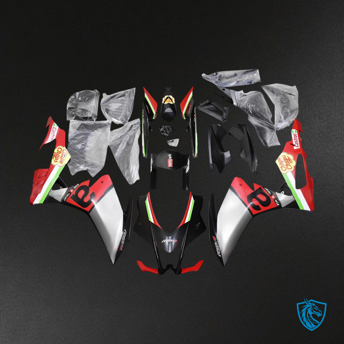 Aprilia RSV4 1000 (2016-2020) Fairing Kit - Gray, Red & Black - ABS Bodywork
