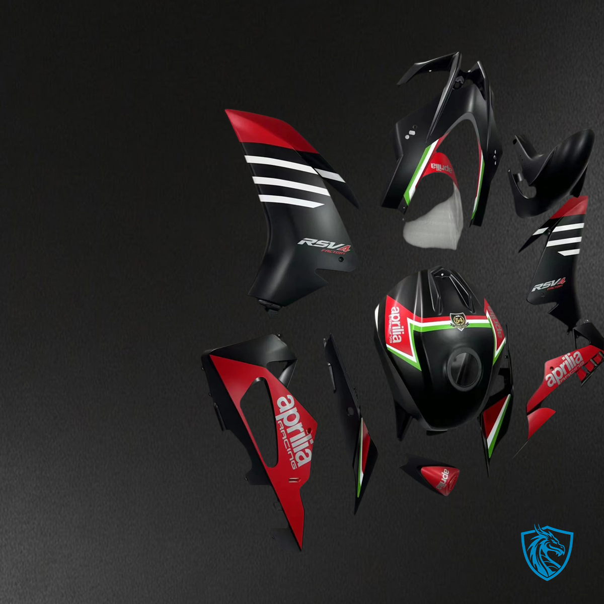 Aprilia RSV4 1000 (2016-2020) Fairing Kit - Matte Black & Red - ABS Bodywork