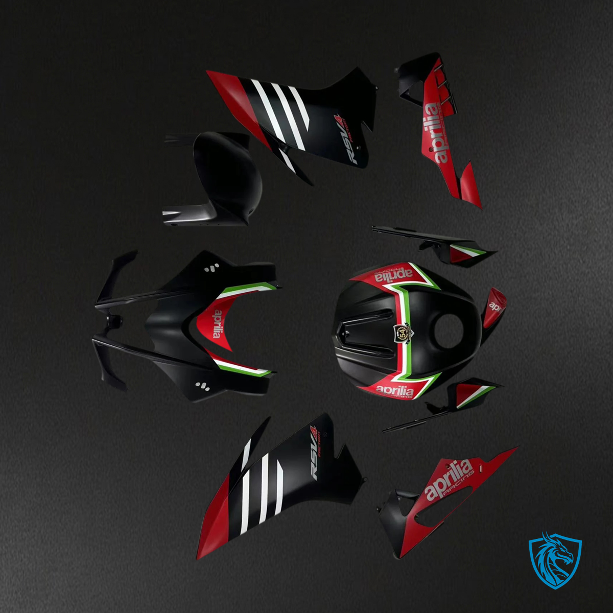 Aprilia RSV4 1000 (2016-2020) Fairing Kit - Matte Black & Red - ABS Bodywork