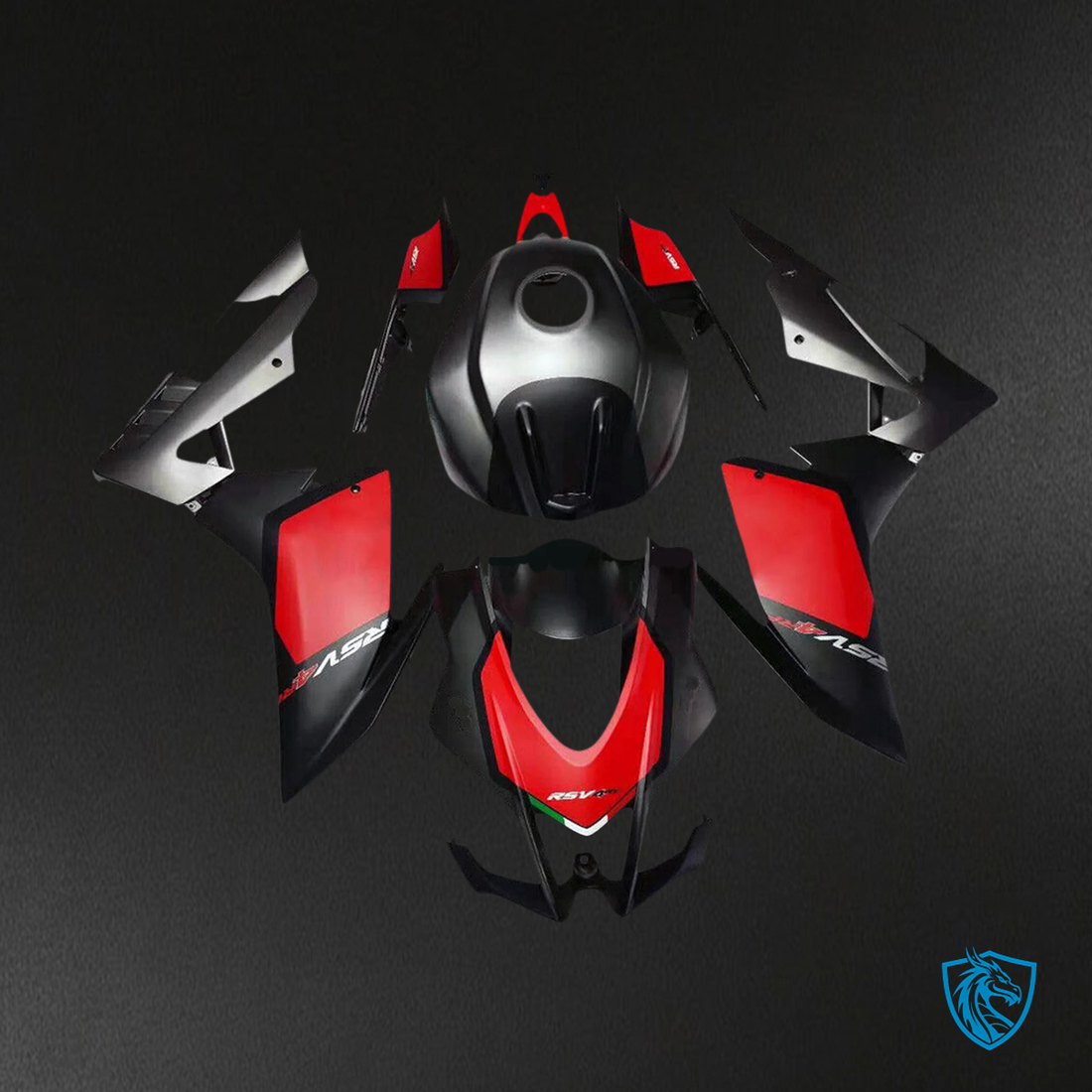 Aprilia RSV4 1000 (2016-2020) Fairing Kit - Matte Red & Black Style 1 - ABS Bodywork