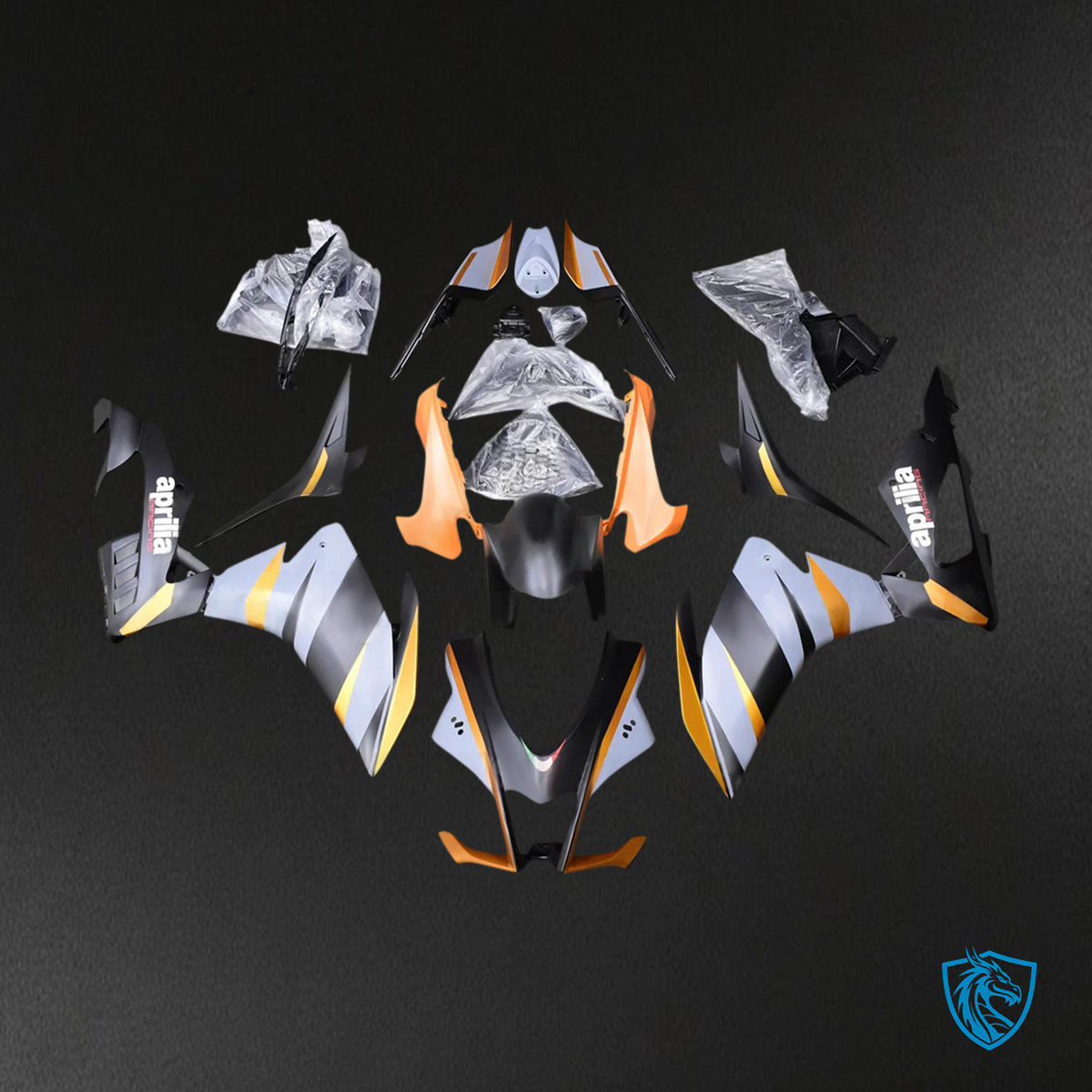 Aprilia RSV4 1000 (2016-2020) Fairing Kit - Orange, Gray & Black - ABS Bodywork