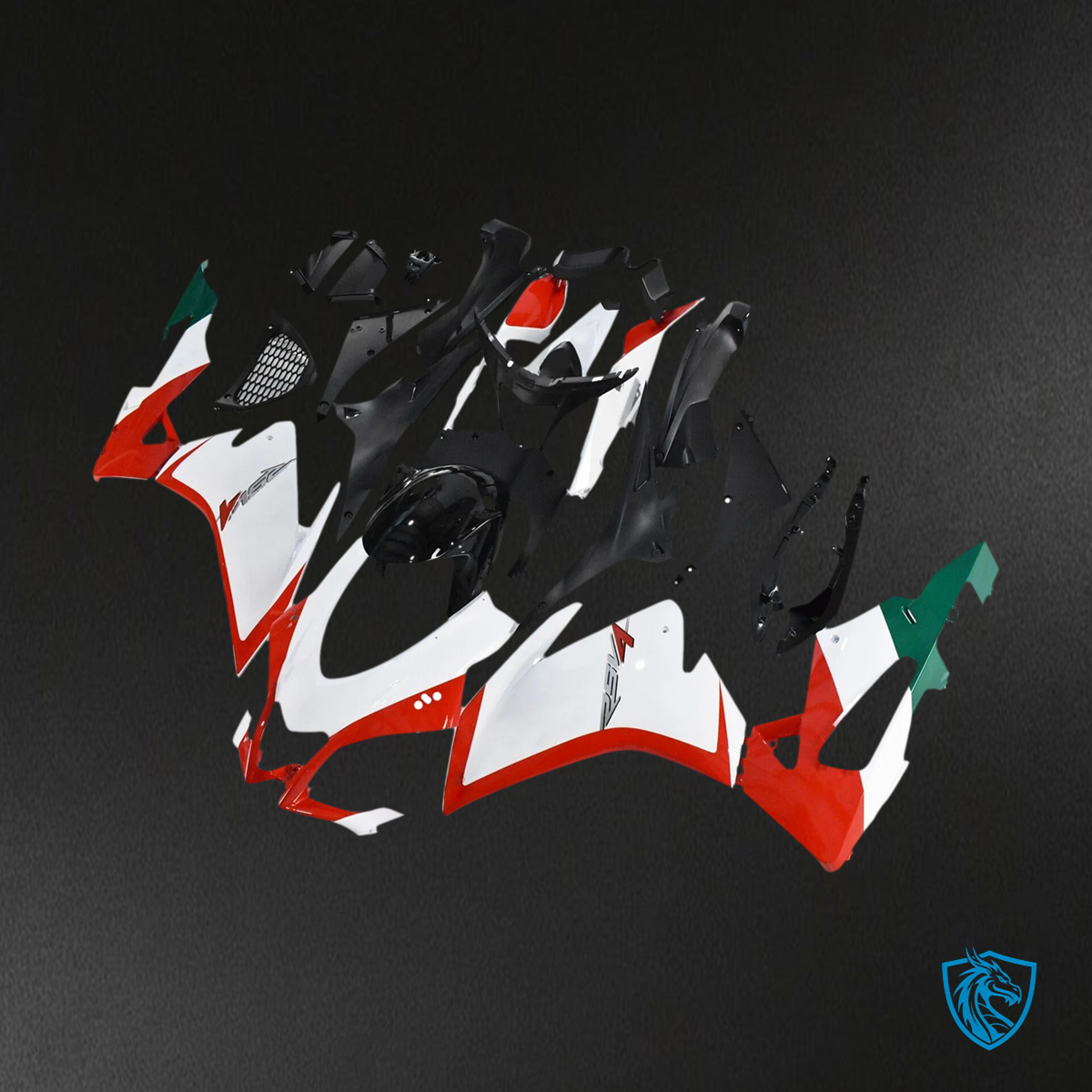 Aprilia RSV4 1000 (2016-2020) Fairing Kit - White, Red & Green Style 10 - ABS Bodywork