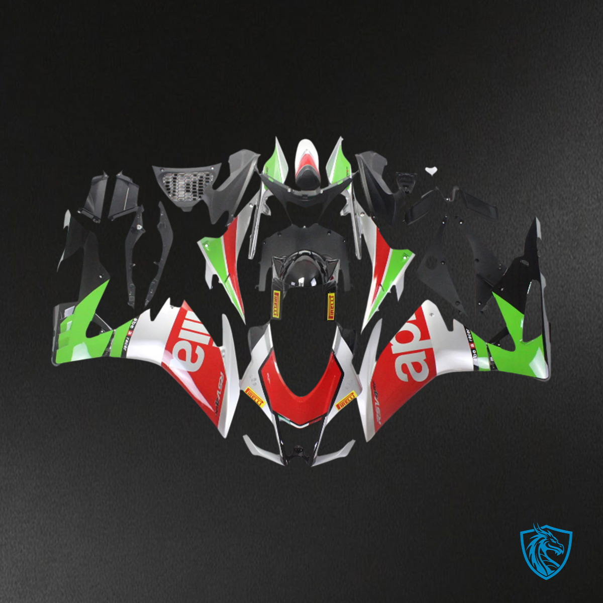 Aprilia RSV4 1000 (2016-2020) Fairing Kit - Red & Green Style 1 - ABS Bodywork