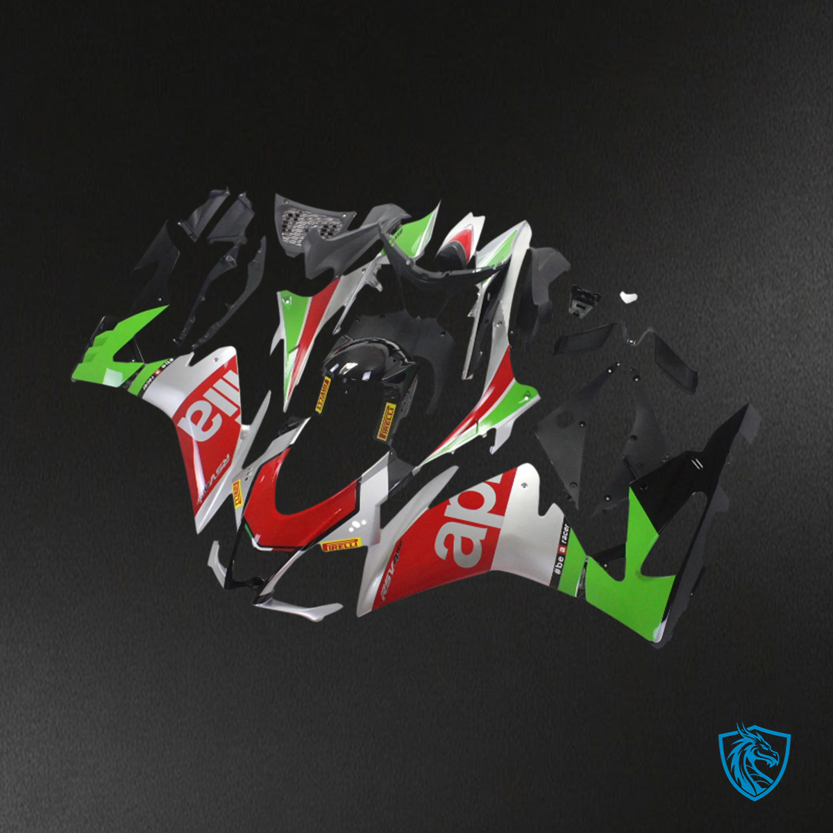 Aprilia RSV4 1000 (2016-2020) Fairing Kit - Red & Green Style 1 - ABS Bodywork