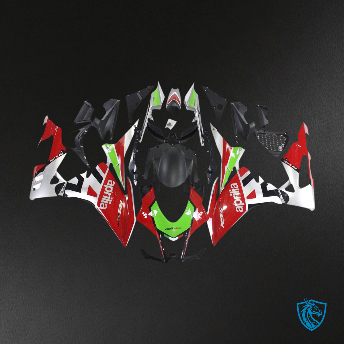Aprilia RSV4 1000 (2016-2020) Fairing Kit - Red & Green Style 3 - ABS Bodywork