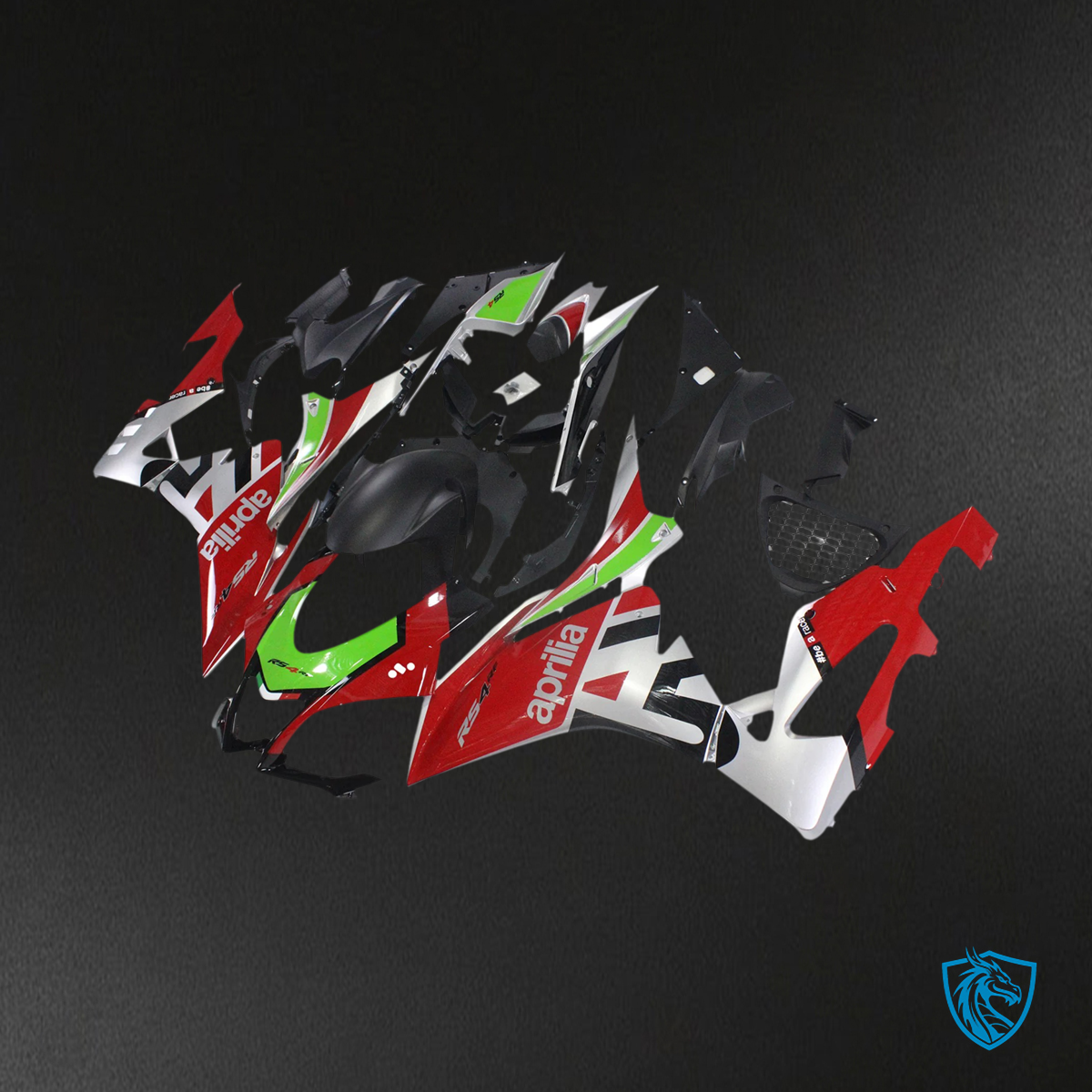 Aprilia RSV4 1000 (2016-2020) Fairing Kit - Red & Green Style 3 - ABS Bodywork