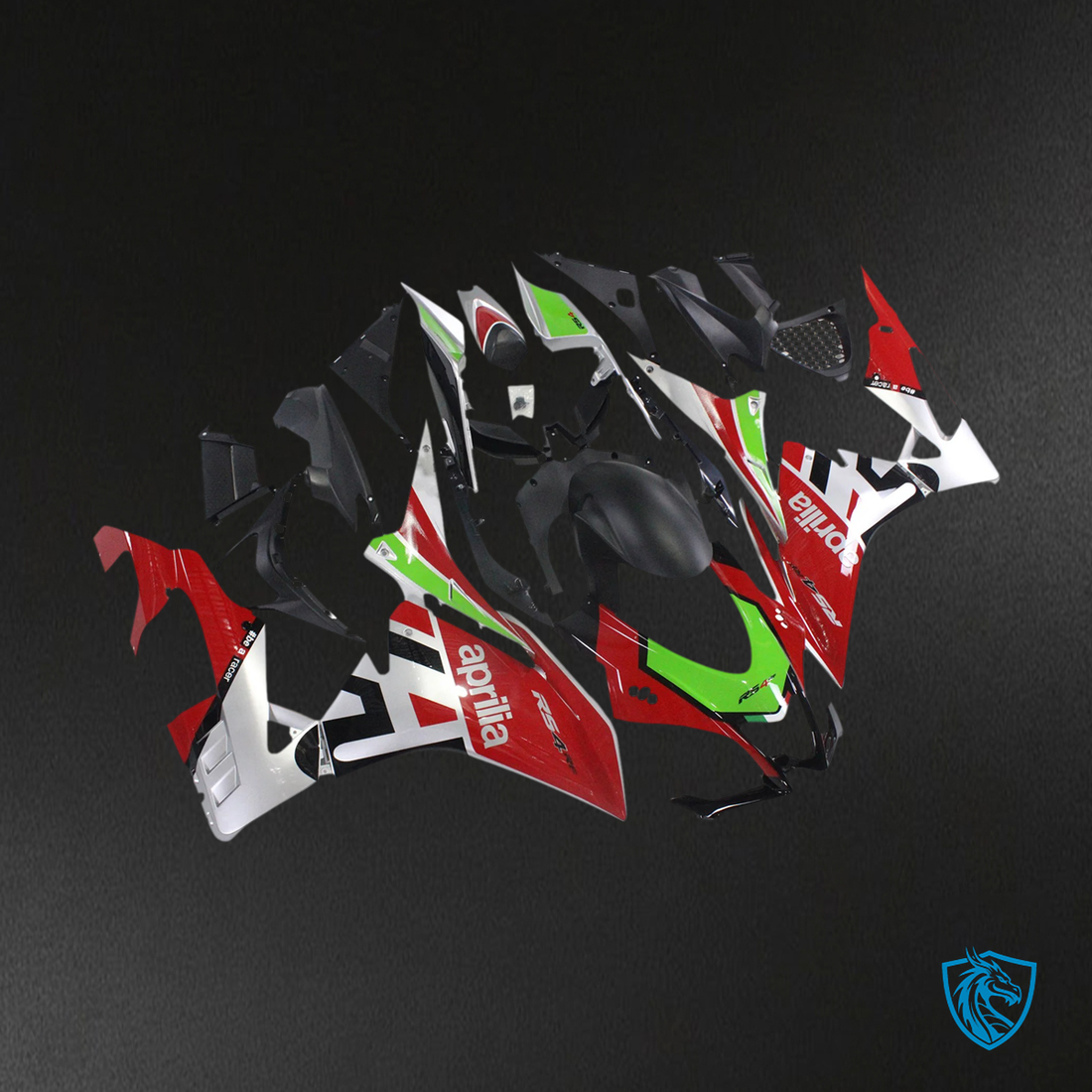 Aprilia RSV4 1000 (2016-2020) Fairing Kit - Red & Green Style 3 - ABS Bodywork