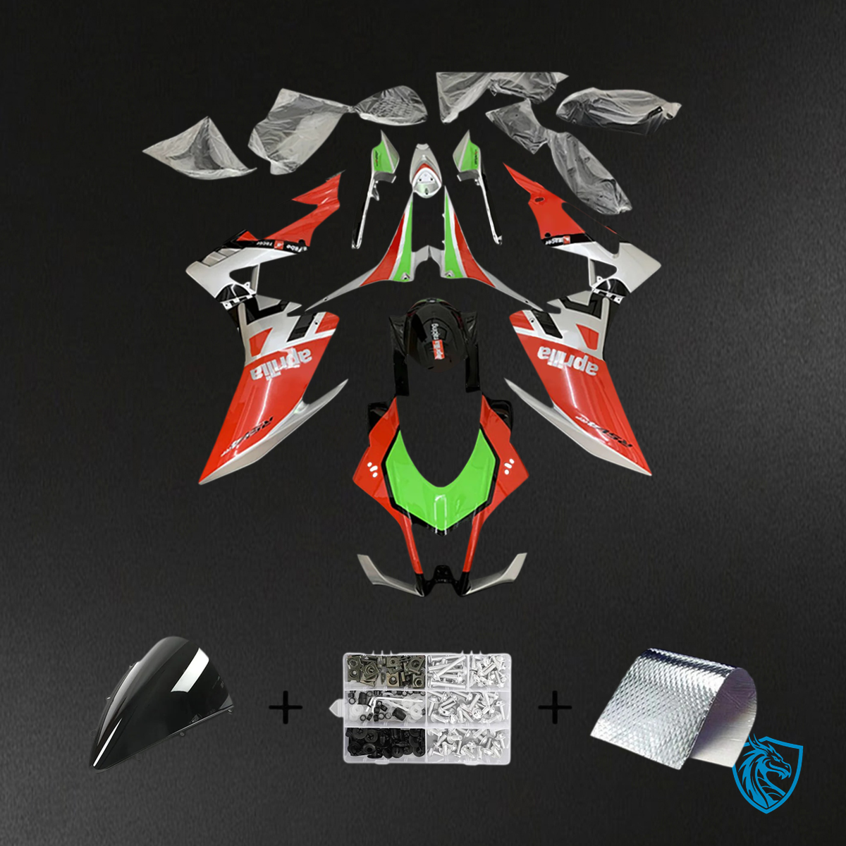 Aprilia RSV4 1000 (2016-2020) Fairing Kit - Red & Green Style 6 - ABS Bodywork
