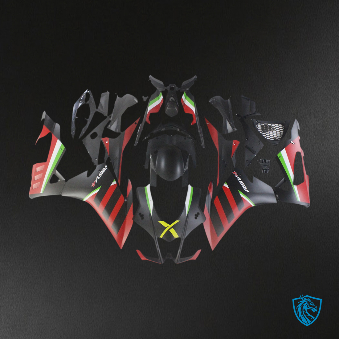 Aprilia RSV4 1000 (2016-2020) Fairing Kit - Red & Green Style 8 - ABS Bodywork