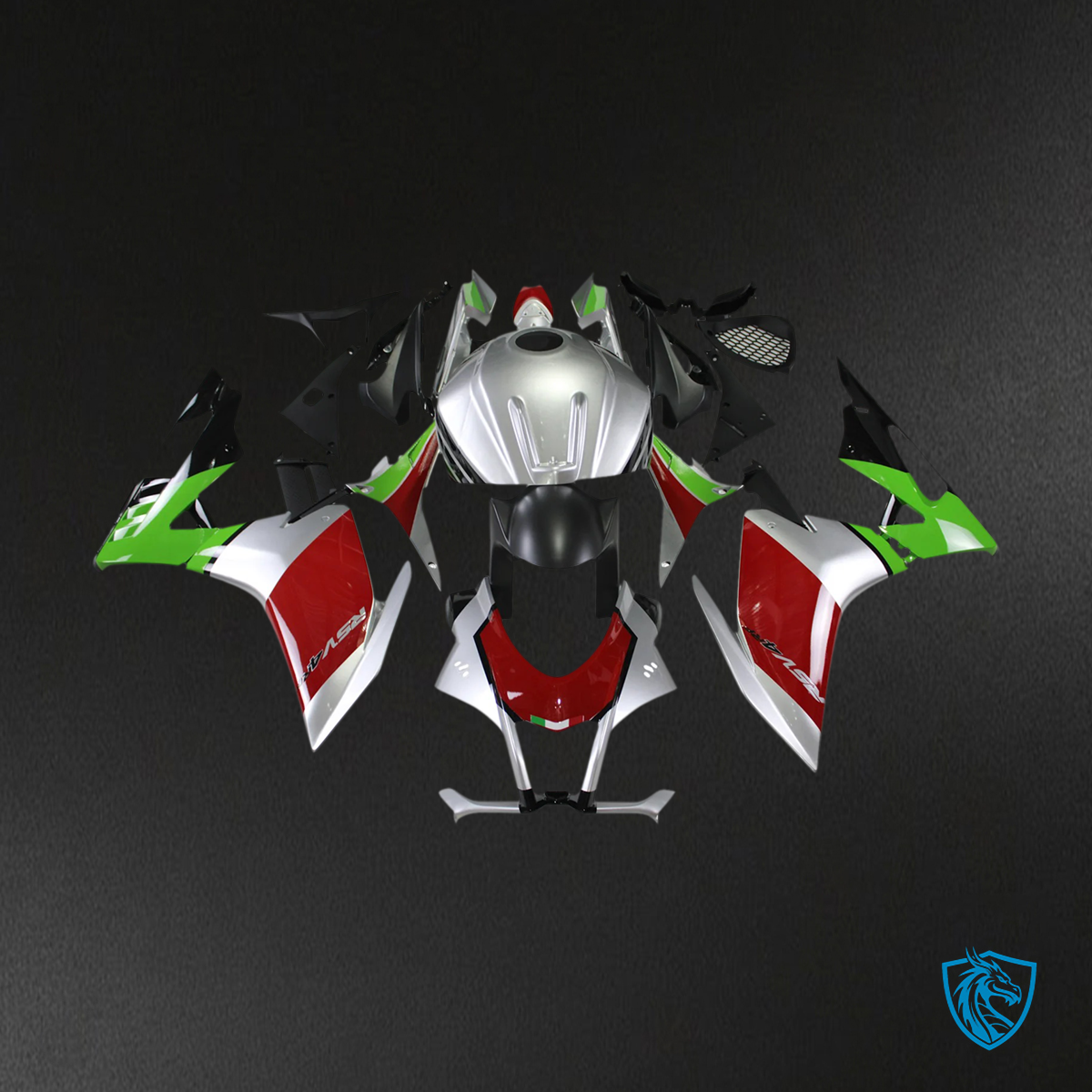 Aprilia RSV4 1000 (2016-2020) Fairing Kit - Red & Green Style 9 - ABS Bodywork