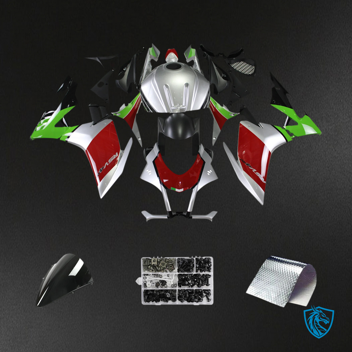 Aprilia RSV4 1000 (2016-2020) Fairing Kit - Red & Green Style 9 - ABS Bodywork