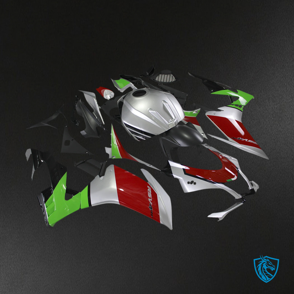 Aprilia RSV4 1000 (2016-2020) Fairing Kit - Red & Green Style 9 - ABS Bodywork