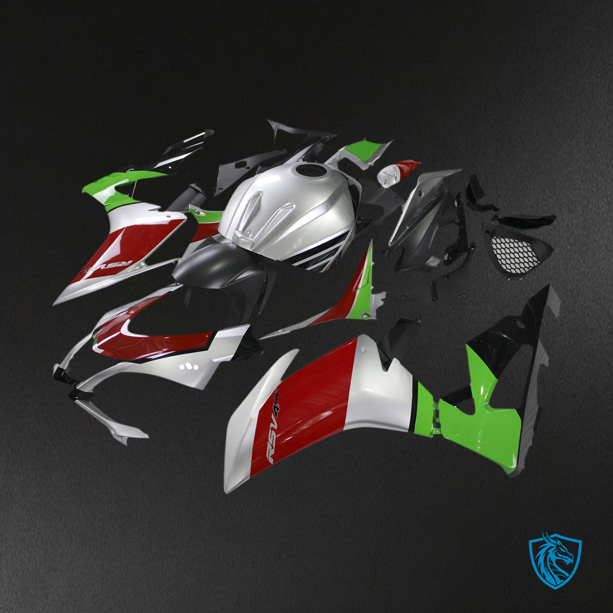 Aprilia RSV4 1000 (2016-2020) Fairing Kit - Red & Green Style 9 - ABS Bodywork