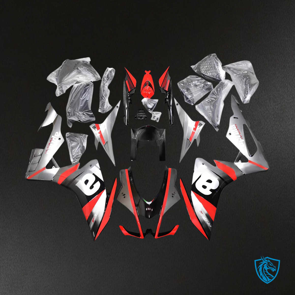 Aprilia RSV4 1000 (2016-2020) Fairing Kit - Silver, Red & Black - ABS Bodywork