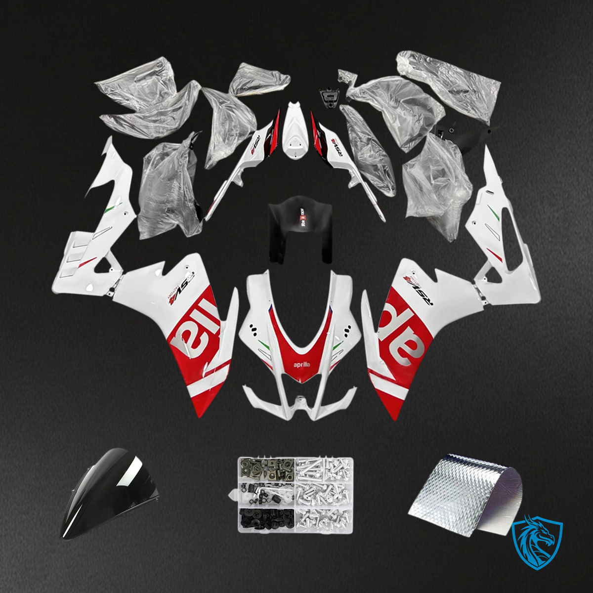 Aprilia RSV4 1000 (2016-2020) Fairing Kit - White and Red - ABS Bodywork