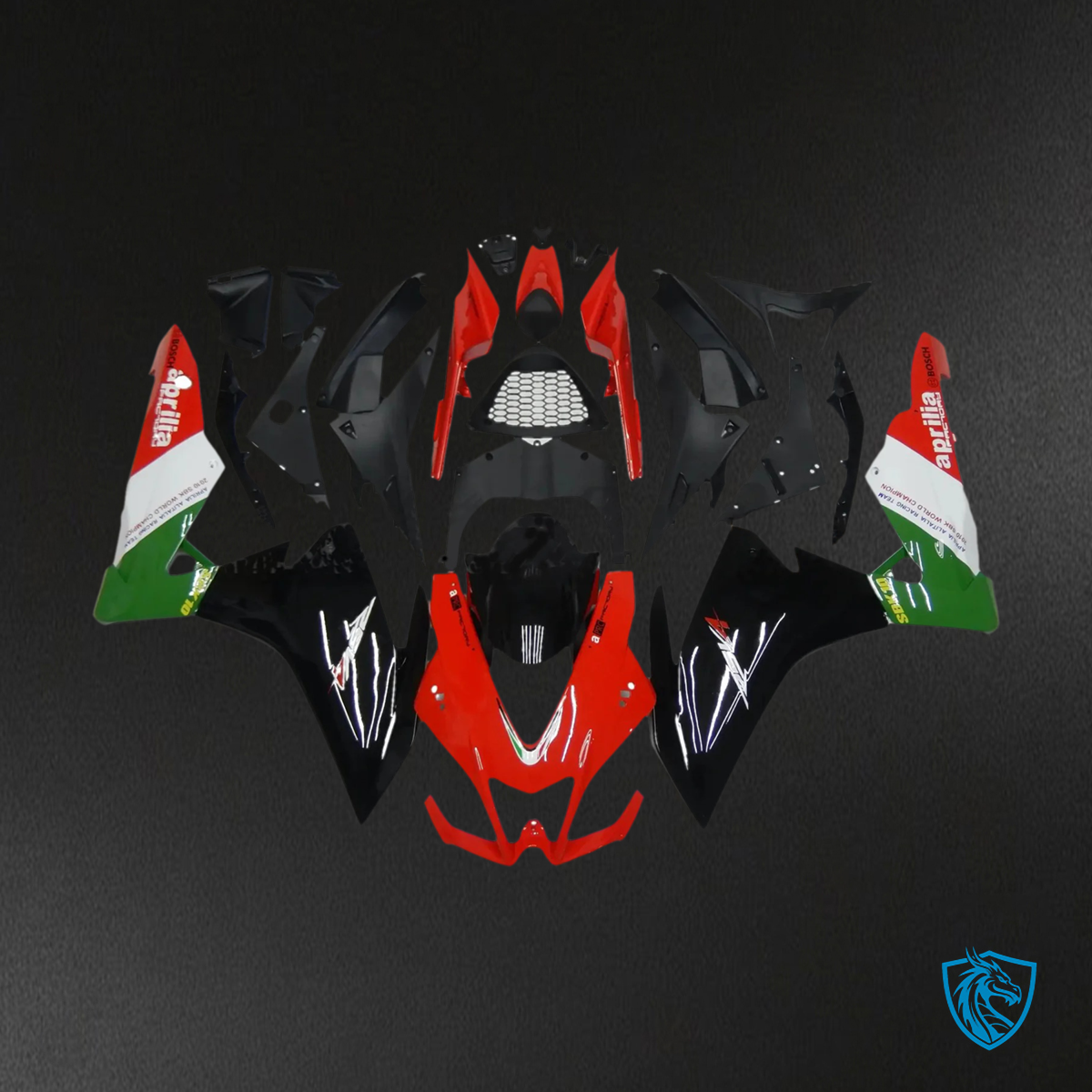 Aprilia RSV4 1000 (2009-2015) Fairing Kit - Red & Green Style 1 - ABS Bodywork