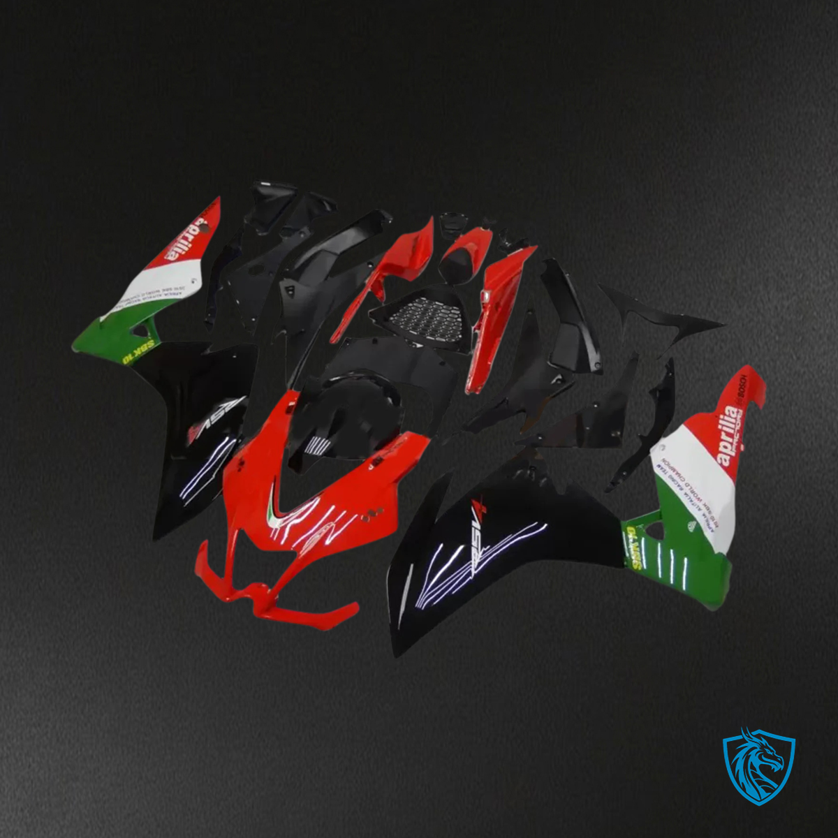 Aprilia RSV4 1000 (2009-2015) Fairing Kit - Red & Green Style 1 - ABS Bodywork