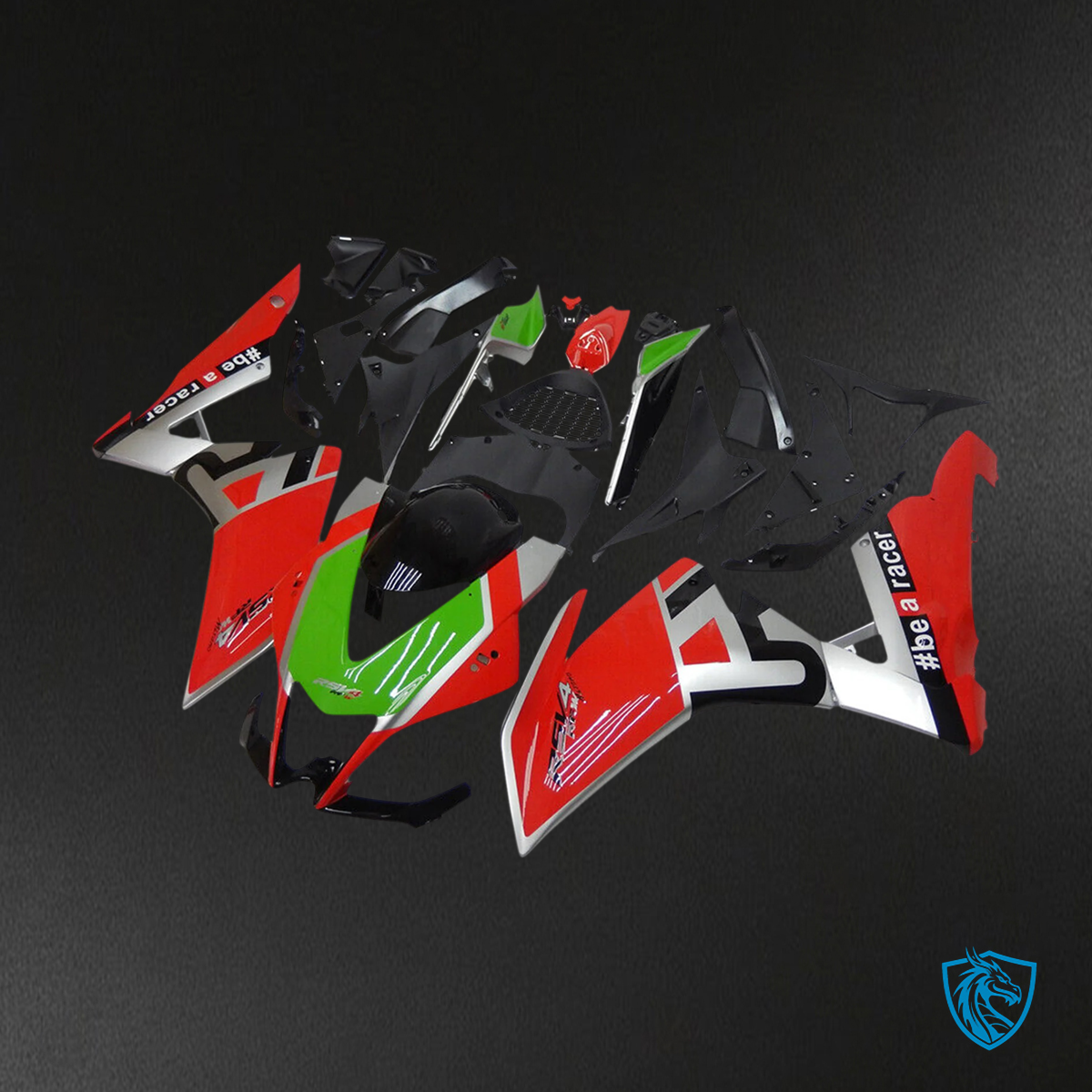 Aprilia RSV4 1000 (2009-2015) Fairing Kit - Red & Green Style 2 - ABS Bodywork