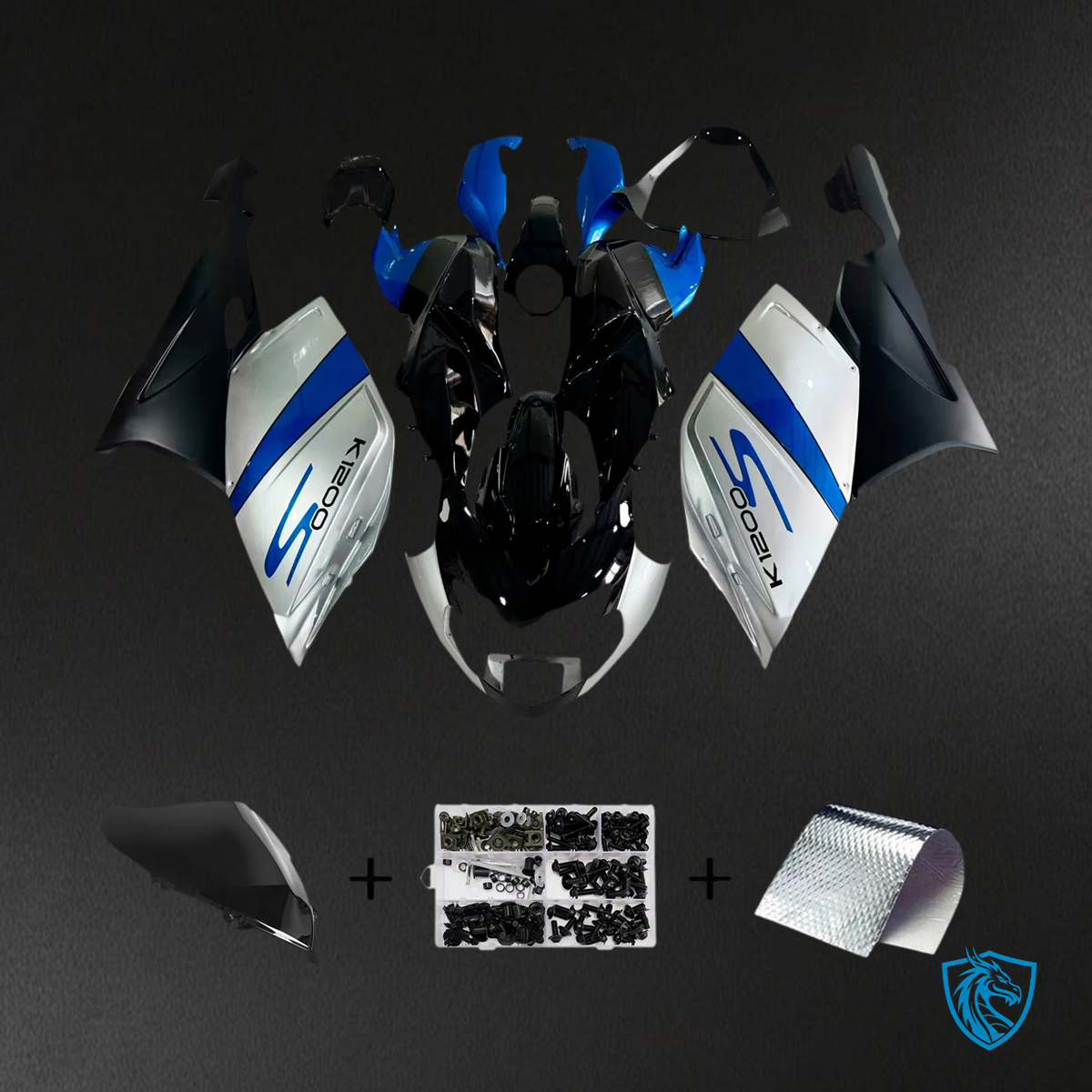 BMW K1200S (2005-2010) Fairing Set - Sliver and Blue - ABS Bodywork