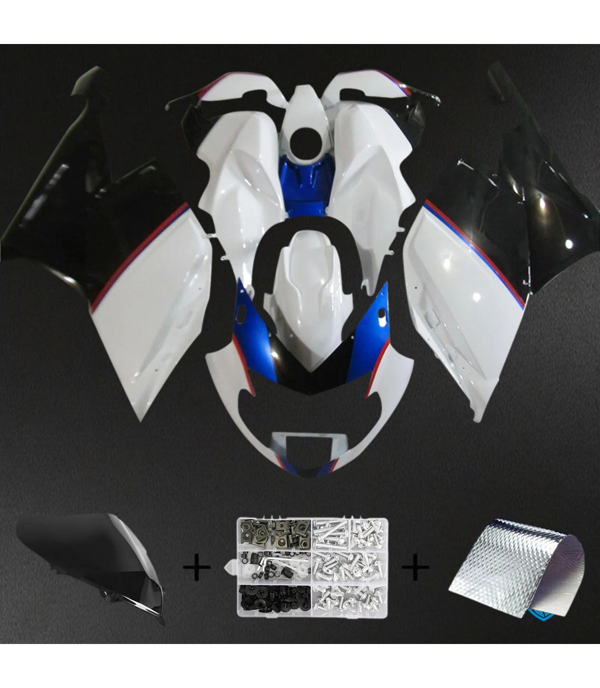 BMW K1200S (2005–2010) Fairing Kit - Black and White - ABS Bodywork
