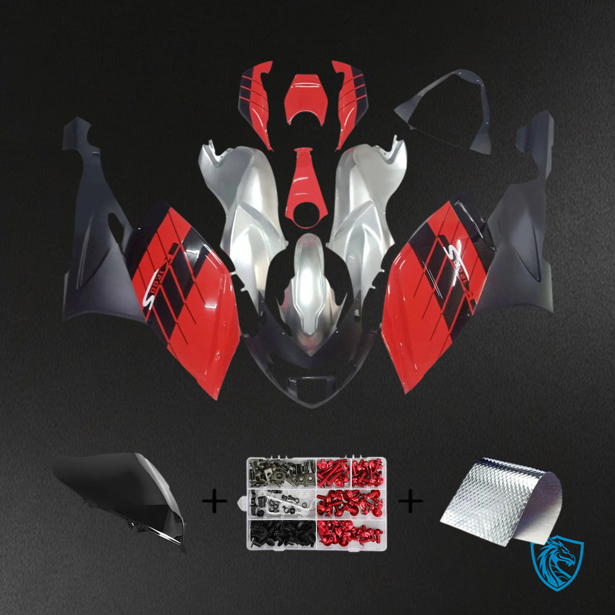 BMW K1200S (2005–2010) Fairing Set - Red and Black - ABS Bodywork