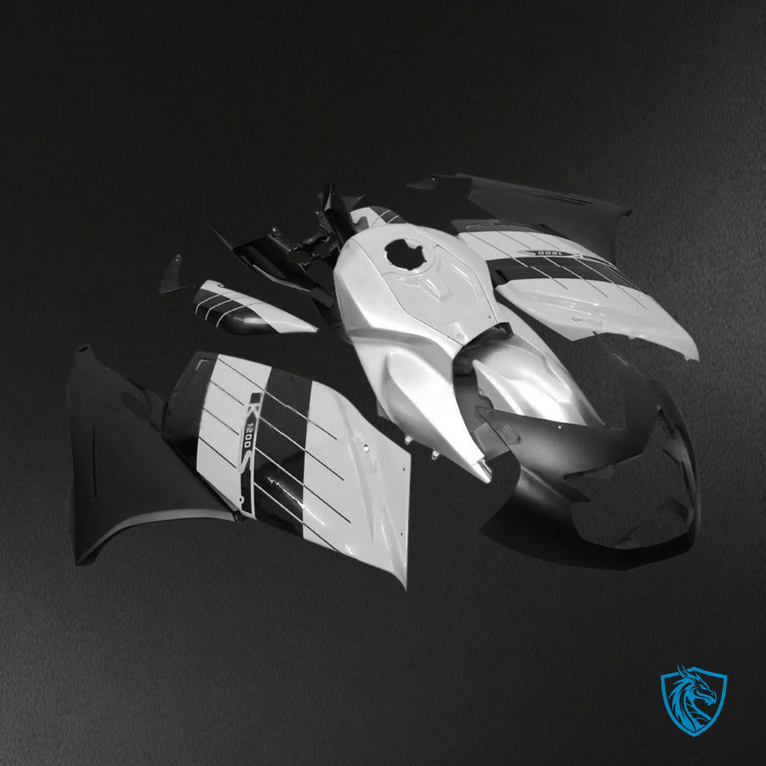 BMW K1200S (2005–2010) Fairing Set - White and Black - ABS Bodywork