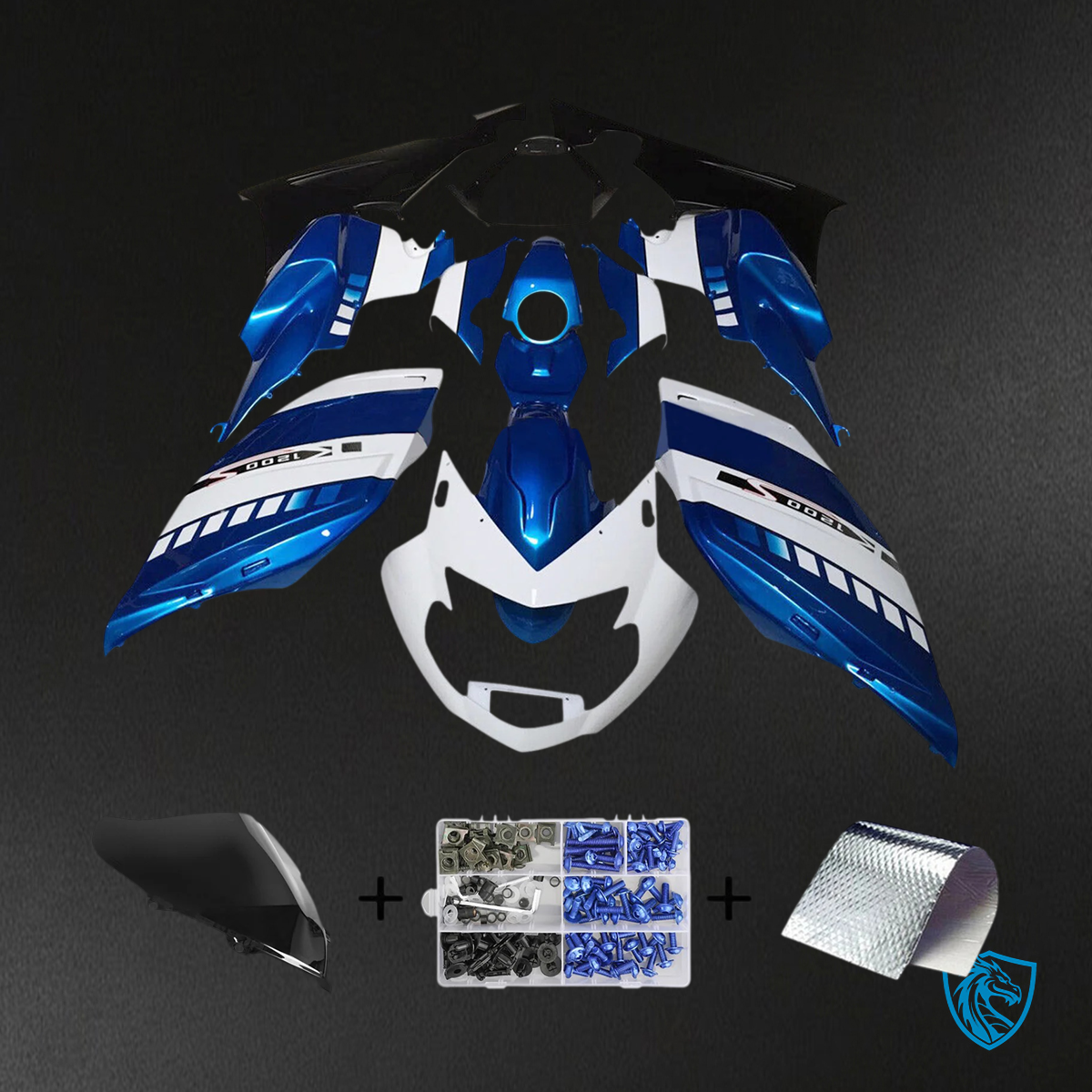 BMW K1200S (2005–2010) Fairing Set - White and Blue - ABS Bodywork
