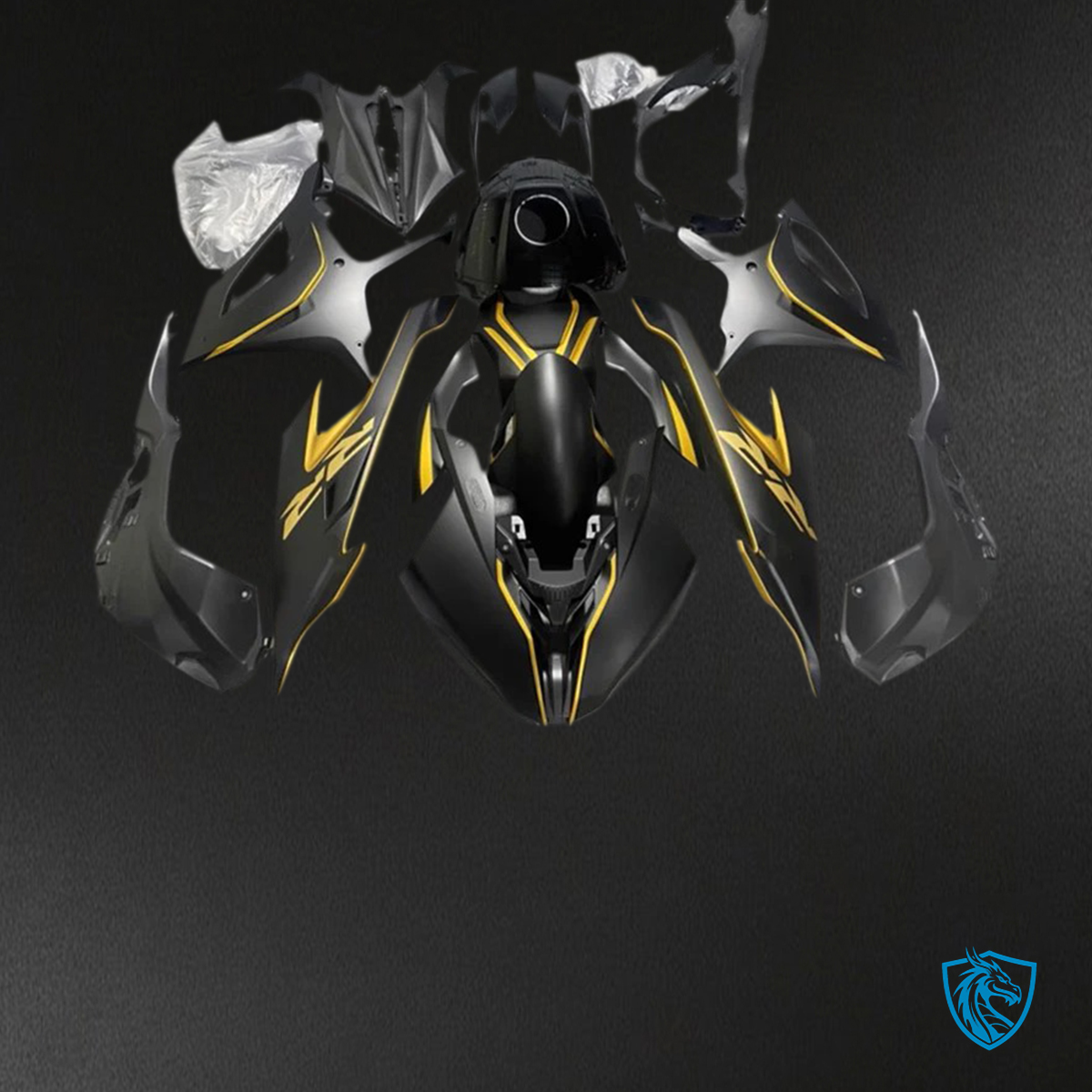 BMW M1000RR S1000RR (2019-2022) Fairing Kit - Black & Yellow Lines - ABS Bodywork